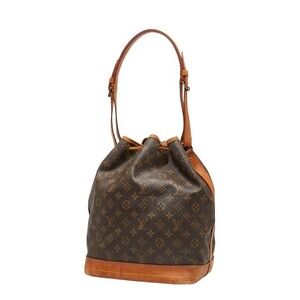 Louis Vuitton Shoulder Bag Hobo Monogram Brown Noe Leather